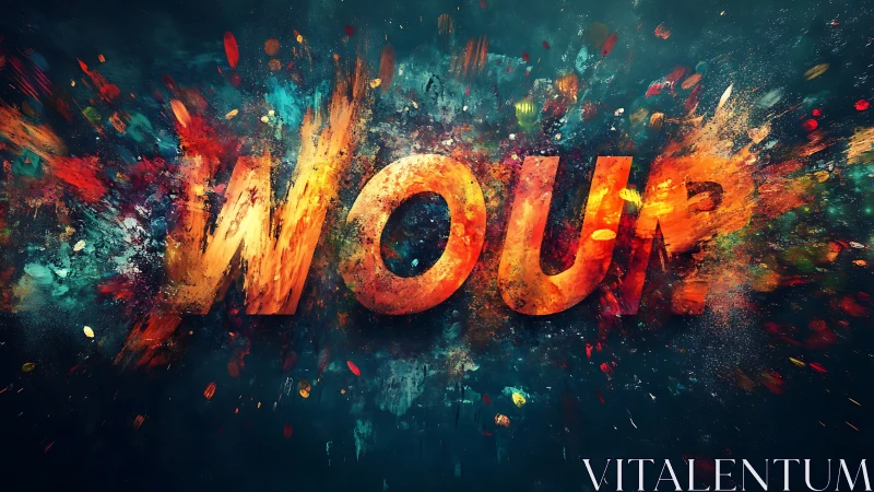 Explosive WOUP typography bursts through dark backdrop