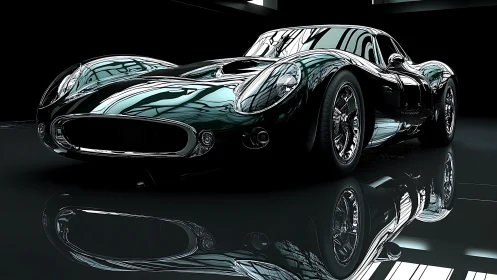 Chrome midnight racer hums over its mirror-slick floor