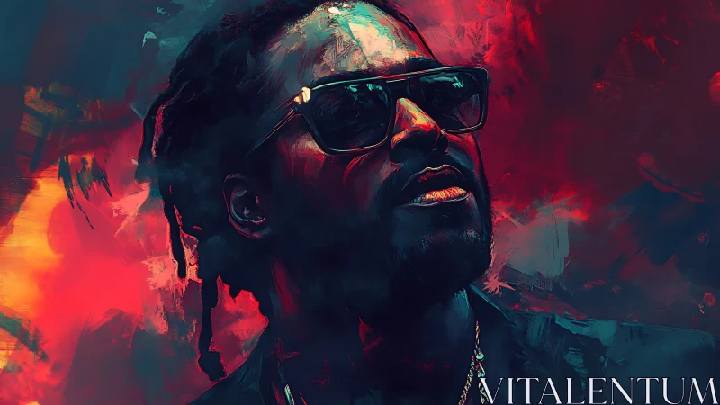 Moody neon portrait of a cool figure lost in color storm.