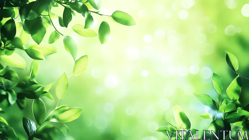 Sunlit green foliage rendered with soft bokeh depth of field