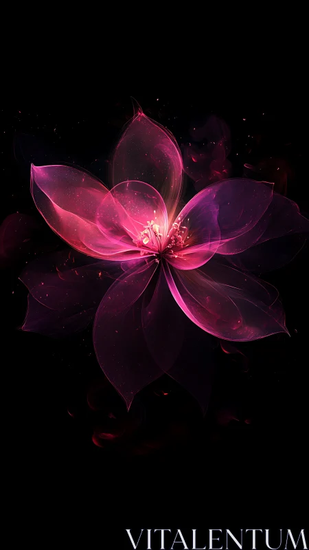 Luminescent Flower Form Against Black Background