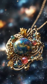 Star-mapped locket cradles a swirling pocket universe