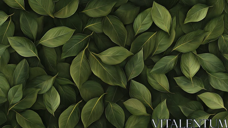 Overlapping green foliage arranged as seamless patterned canopy