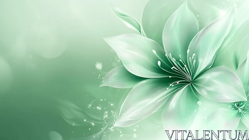 Delicate Green Blossom Dance of Soft Petals and Light.