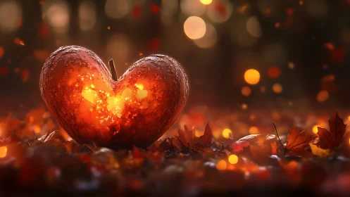 A Glowing Heart Nestled in Autumn's Golden Warmth