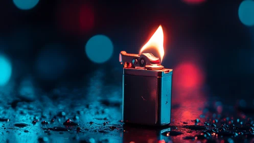 Glowing Flame Dancing in Darkness and Light.