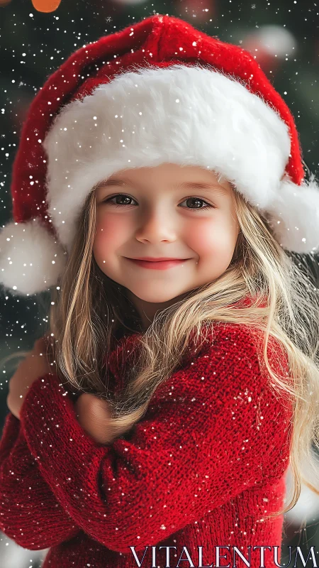 Cozy Christmas sparkle with a smiling child in red knitwear.