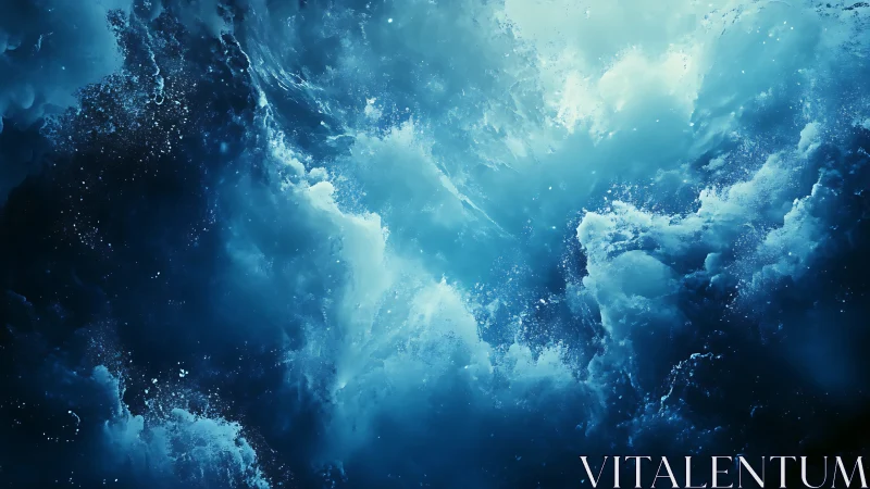 Oceanic vortex surges through luminous blue turbulence.