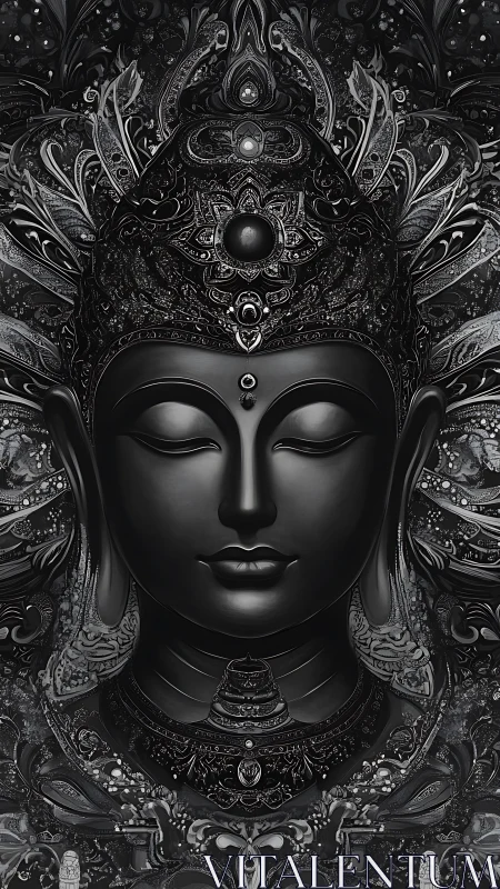 Midnight bodhisattva crowned in storm-blooming filigree.