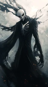 Shadow wraith towers in flowing black with skeletal grin.