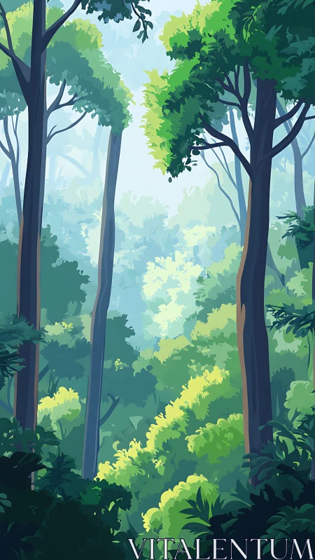 Stratified Forest Canopy with Atmospheric Depth Perception.
