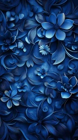 Blue Layered Floral Composition with Dimensional Petals