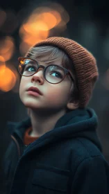 Introspective Youth Portrait with Optical Corrective Lenses.