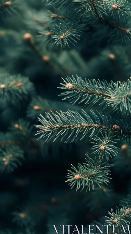 Close-up evergreen needles with soft blurred background.