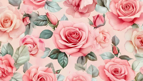 Blooming Pink Roses Dance Across a Soft, Dreamy Background