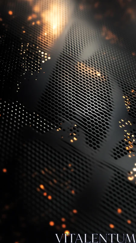 Molten code drifts through a perforated midnight circuit skin