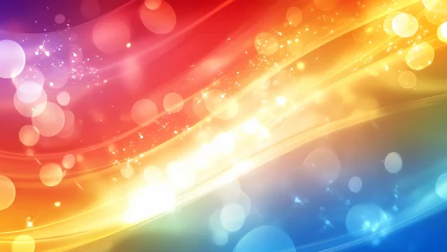 Prismatic light waves sweep across radiant bokeh field.