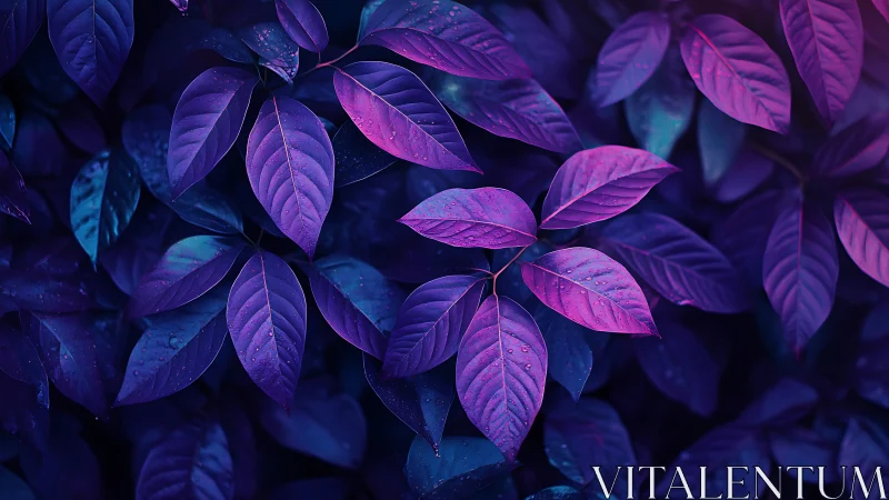 Neon purple foliage glows against deep indigo background
