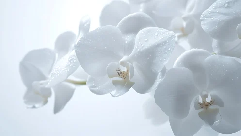 White Orchids with Water Droplets.