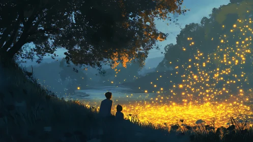 Two Observers Witness Bioluminescent Cascade at Twilight Over Water