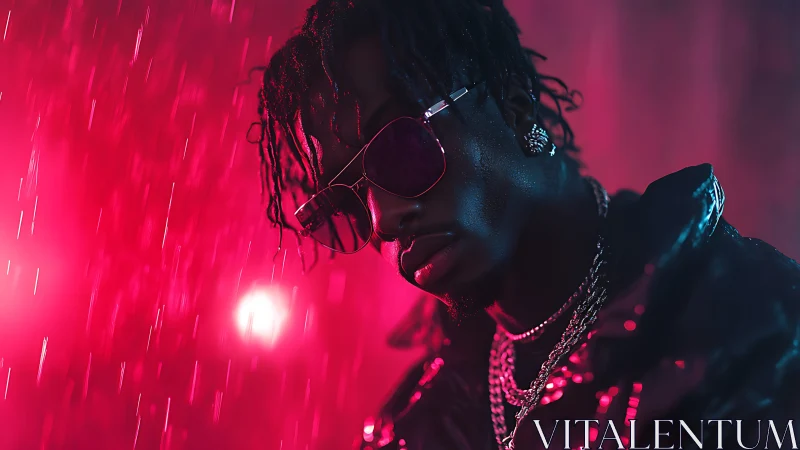 High-contrast neon portrait uses rim lighting and shallow depth