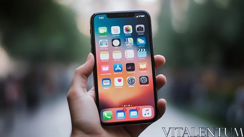 iPhone Display System Architecture: Notch Design with Gradient Interface and Application Ecosystem