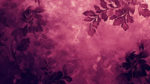 Monochromatic magenta floral overlay with textured painterly ground