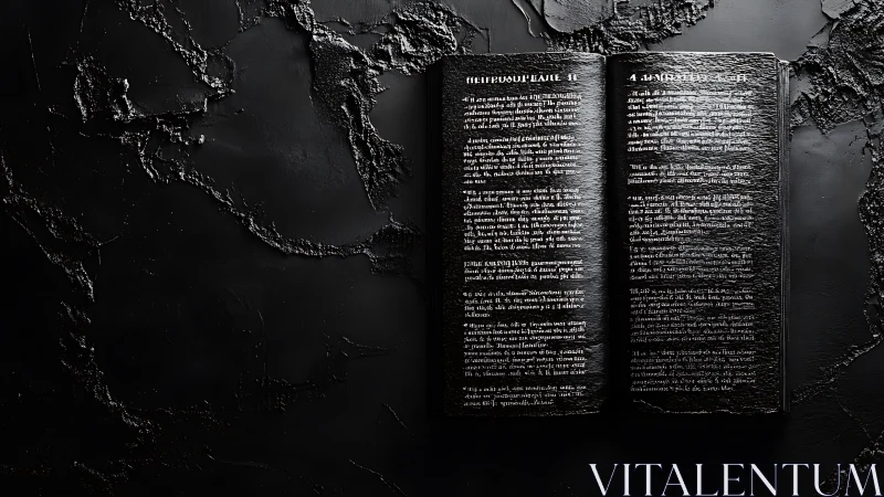 Midnight scripture glimmering on a shadow-scarred page.