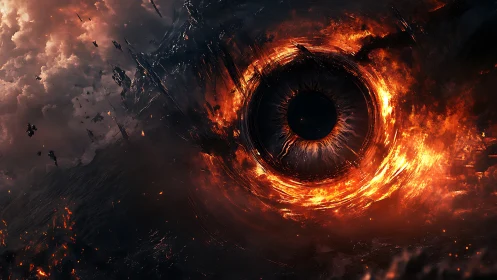 Fiery cosmic eye dominates turbulent dark sky environment