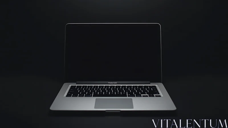 Minimalist silver laptop under low key optical isolation.