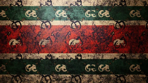 Weathered tribal stripe pattern on textured canvas surface.