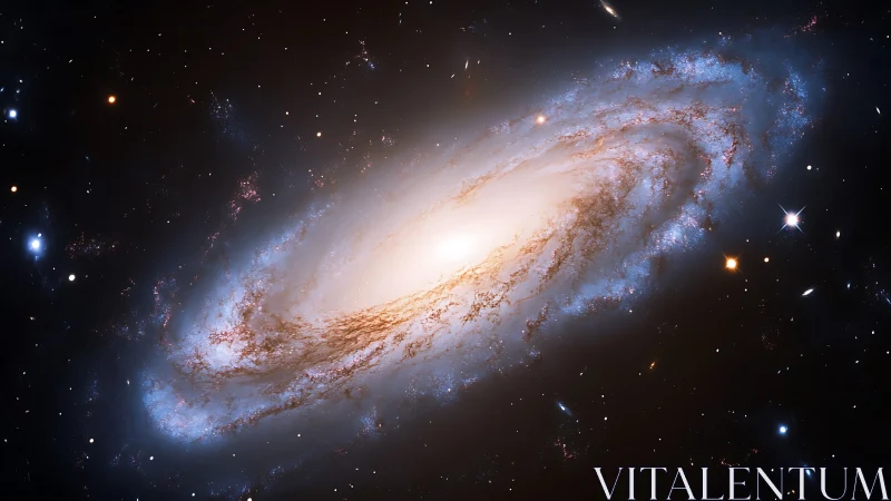 Spiral galaxy core with bright stellar disk in deep space.