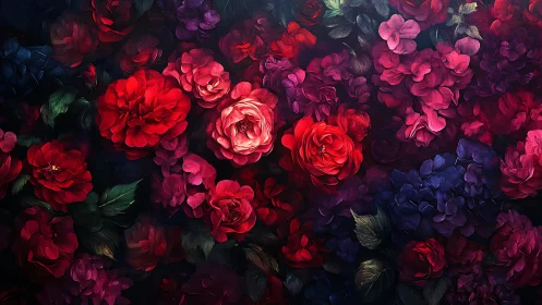 Velvet Nocturne: Where Crimson Roses Whisper Through Shadows.