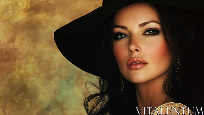 Digital portrait shows woman in dark hat facing camera