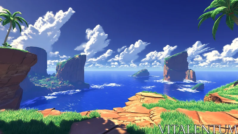 Emerald Cliffs Over Sapphire Waters.