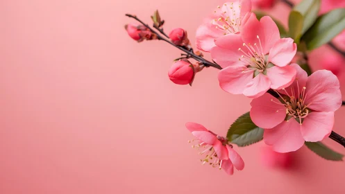Pink Cherry Blossoms in Soft Focus Study.