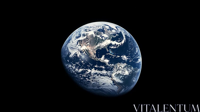 Earth illuminated in deep space with high-contrast orbital viewpoint