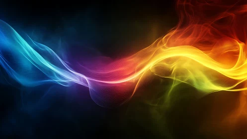 Color gradient light waves in abstract digital motion art.