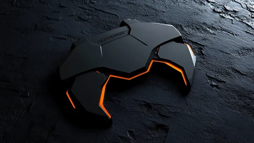 Futuristic crab shaped device glowing with ember light.