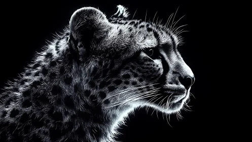 Monochrome Leopard Profile: Whiskers of Shadow.
