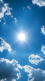 Midday sun carves bright pathways through roaming clouds