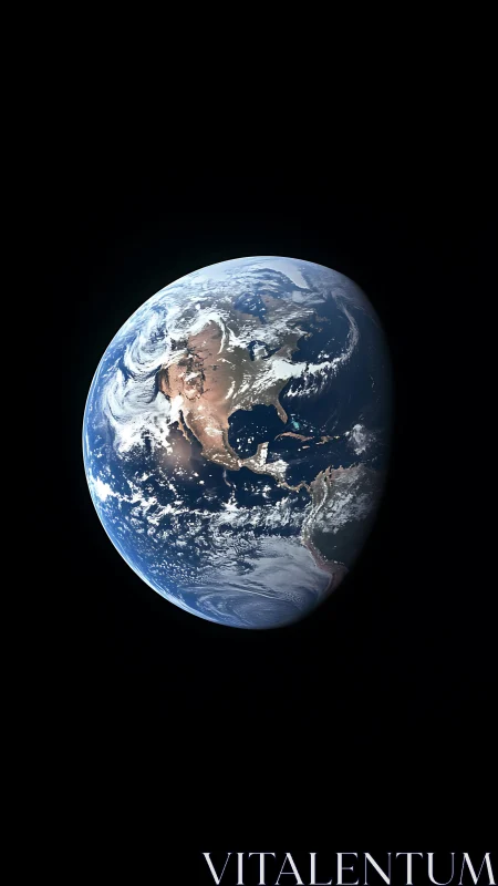 Blue planet drifts in velvet cosmos, half-lit and listening.