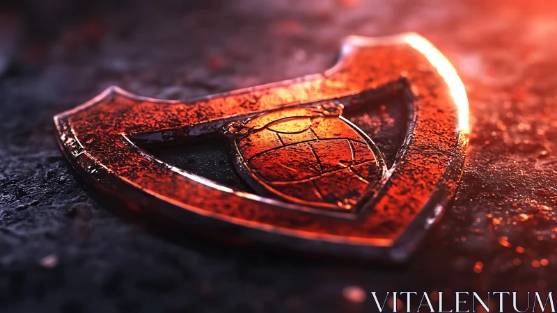 Emberlit shield crest glows like forged code in twilight