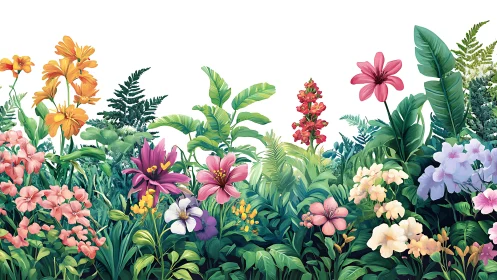 Polychromatic Botanical Composition with Layered Floral Densities.