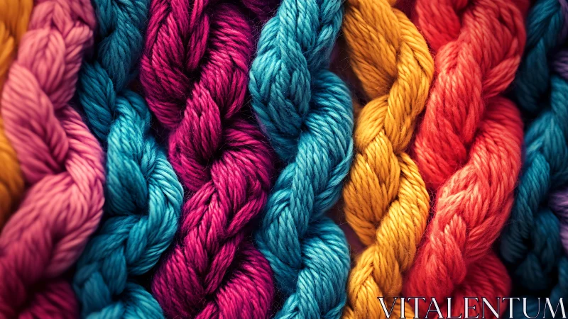 Braided multicolored yarn strands align in a tight vertical pattern