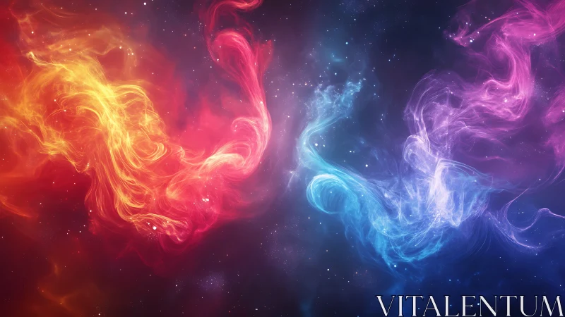 Chromatic nebula currents in deep space gaseous collision