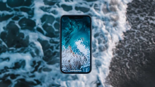 Tidal screen portal suspending the ocean in mid‑scroll.