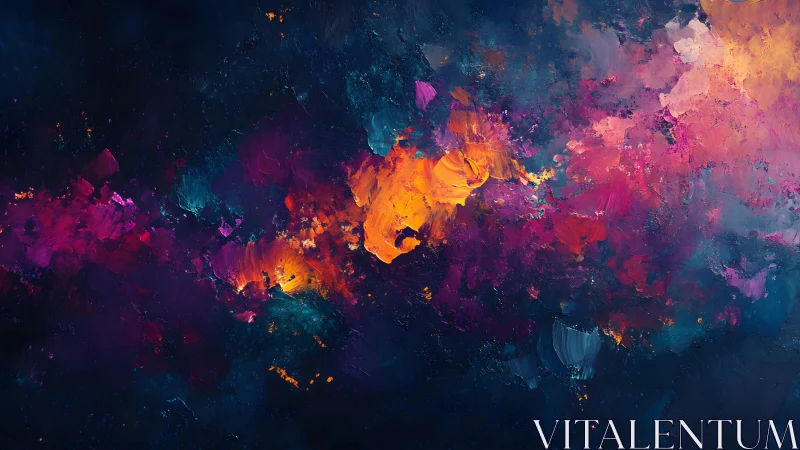 Abstract Cosmic Cloudscape in Vivid Oil Paint, Modern Art Style.