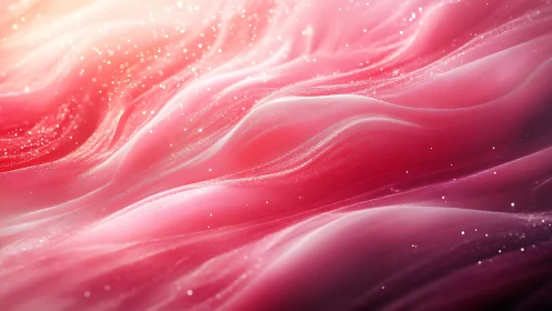 Iridescent pink micro-waves with luminous particle mist.