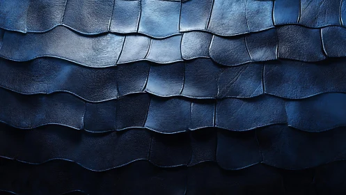 Dark blue leather scales pattern with dramatic lighting, abstract art.